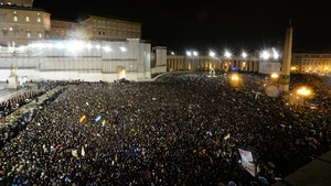 Thousands of people gathered in St Peter's Square to see the first glimpse of the 266th pope