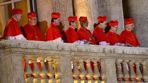 Cardinals looked on as Pope Francis addressed the crowds