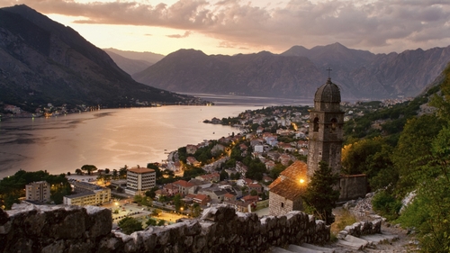 The town of Kotor on the Mediterranean coast of Montenegro