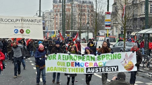 Protesters have called for an end to budget cuts