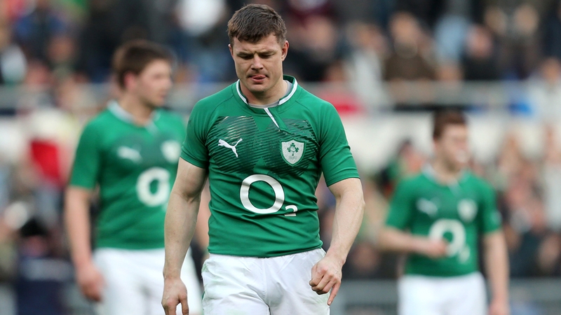 Brian O'Driscoll departs the Stadio Olimpico pitch after his indiscretion