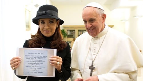 President Cristina Fernandez from Argentina meets Pope Francis at the Vatican
