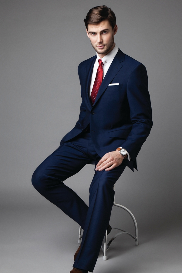 Blue wool suit, €1060, Canali, white shirt, €125, Smyth & Gibson, Red tie, €105, Paul Smith. Entire look available in-store from Brown Thomas