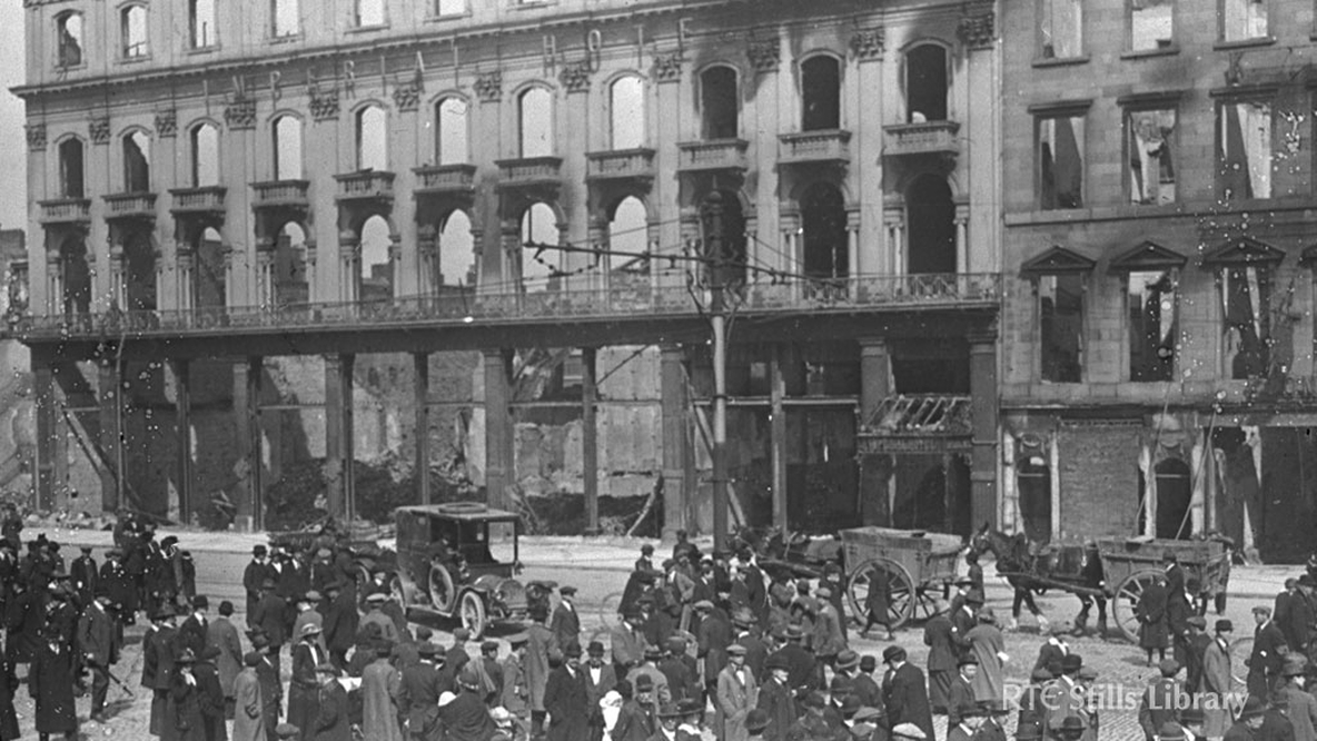 Ruins of the Imperial Hotel on Dublin's Lower Sackville Street (now Lower O'Connell Street), after the 1916 Rising.