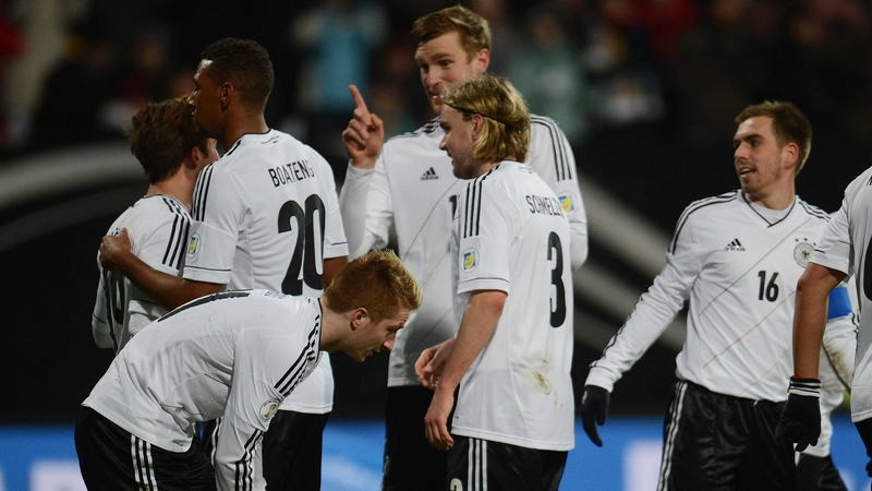 Germany players celebrate another goal