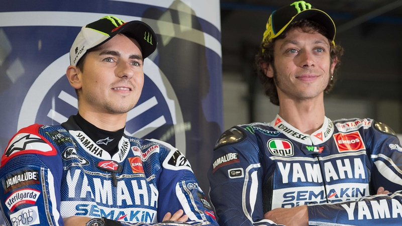 Yamaha riders Jorge Lorenzo and Valentino Rossi