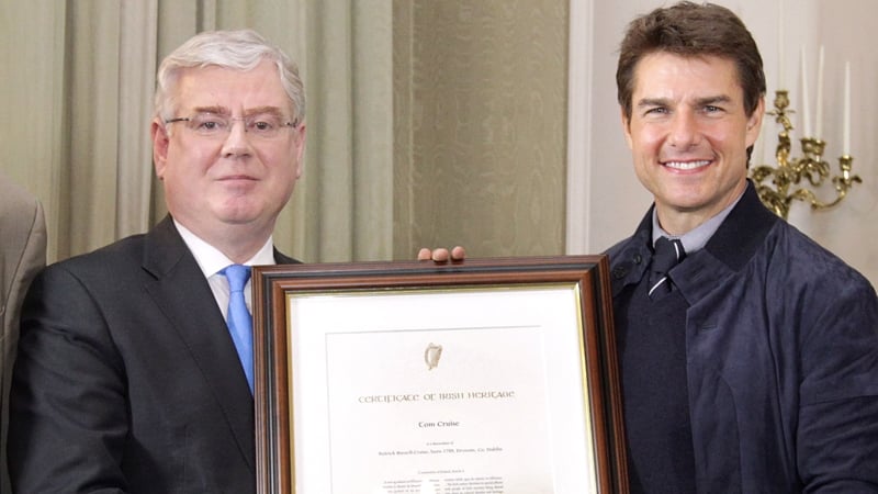 Cruise received a Certificate of Irish Heritage from Tánaiste Eamon Gilmore Photo: Photocall Ireland