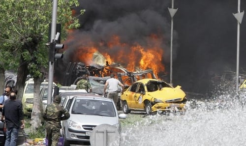 The bomb exploded near the Sabaa Bahrat Square, one of the capital's biggest roundabouts