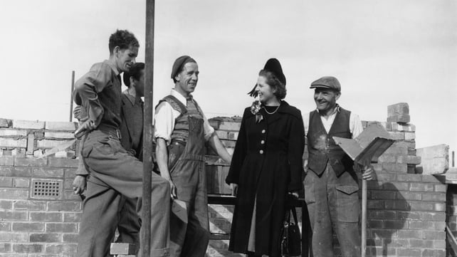 British Conservative Party candidate for Dartford, Margaret Roberts (later Thatcher) with foreman bricklayer John Hayes during a canvassing tour of the constituency, 13 October 1951