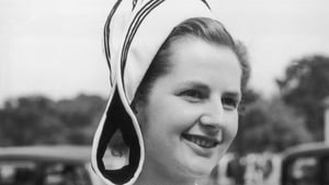 Miss Margaret Roberts attending a garden party at Buckingham Palace, as a Conservative MP in 1950