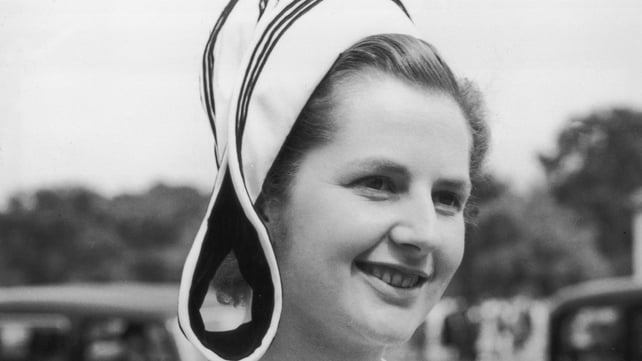 Miss Margaret Roberts attending a garden party at Buckingham Palace, as a Conservative MP in 1950
