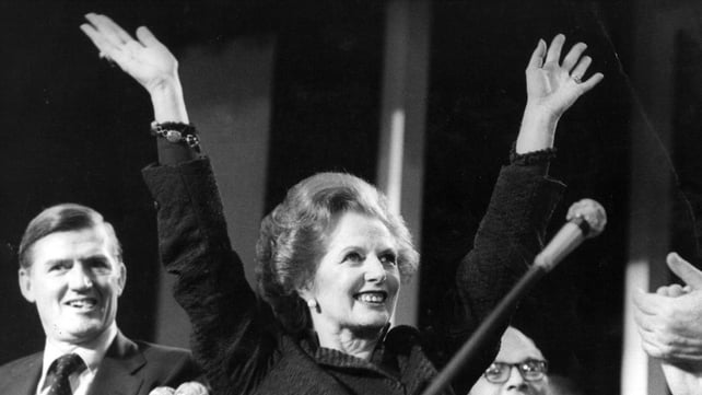 Margaret Hilda Thatcher Conservative Prime Minister celebrating at the Tory Party Conference in 1985