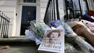 Tributes outside Baroness Thatcher's home in London