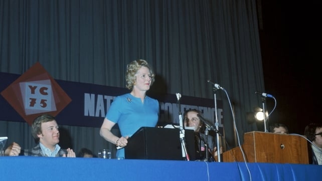 Newly-appointed Conservative Party leader Margaret Thatcher addresses party members in 1975