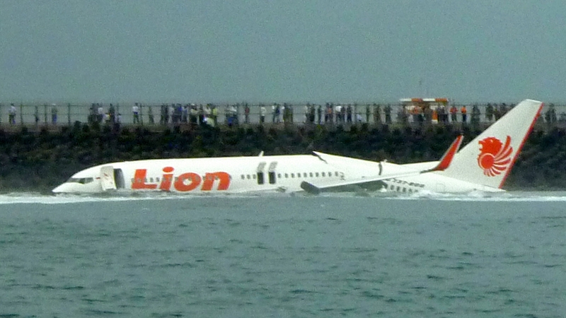 The plane missed the runway and hit the sea