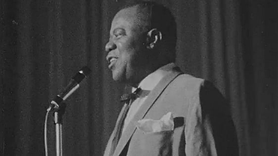 Louis Armstrong on stage at the Adelphi Cinema, Dublin 1967.