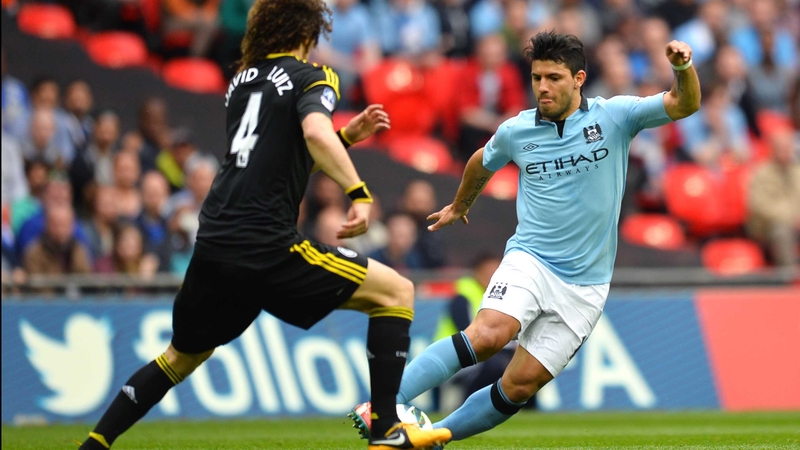 Sergio Aguero (right) will not be punished for a studs-up lunge on David Luiz (left)