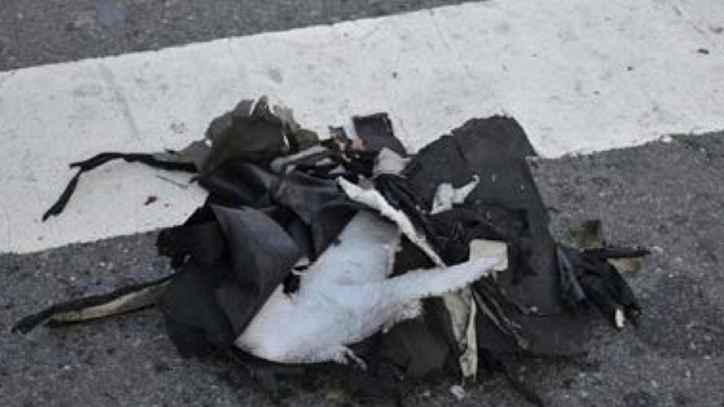 Remains of a black backpack the FBI says contained one of the bombs that exploded during the Boston Marathon