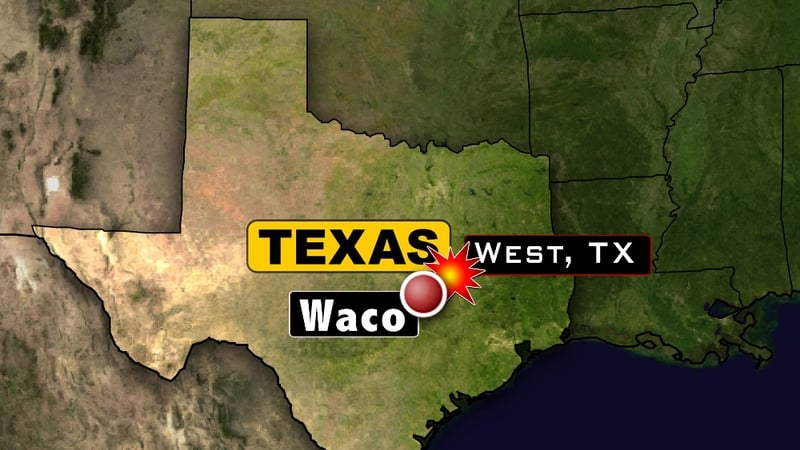 Location of the fertiliser plant near Waco