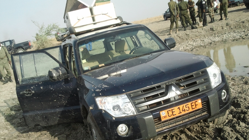 The 4x4 in which seven members of a French family were driving before they were kidnapped in February