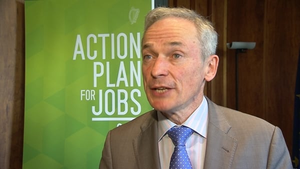 Richard Bruton is accompanied by representatives of Enterprise Ireland