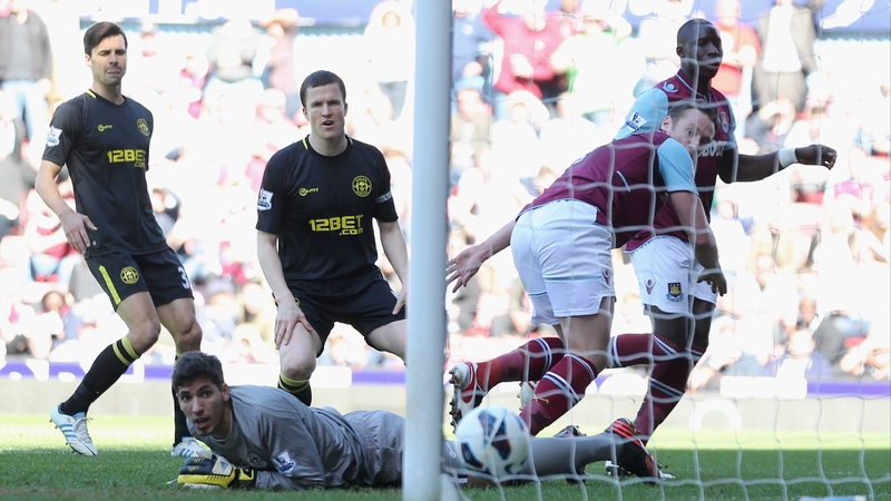 West Ham's Matt Jarvis sees his effort find the net