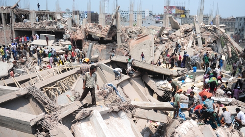 Around 2,000 people were in the building when it collapsed, a firefighter said