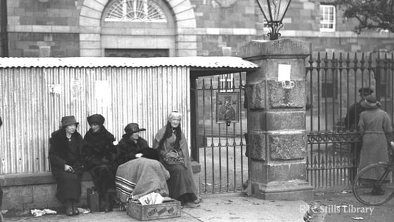 (From left) Unknown, Maud Gonne MacBride, Mary MacSwiney (blanket on knees) and Charlotte Despard o…