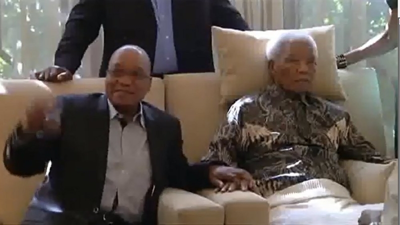 President Jacob Zuma sat beside Mr Mandela during visit