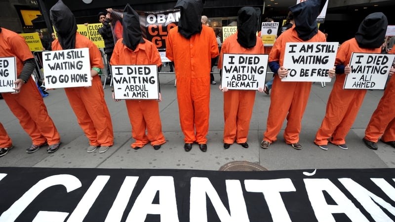 Protesters call for the closure of the Guantanamo Bay detention camp