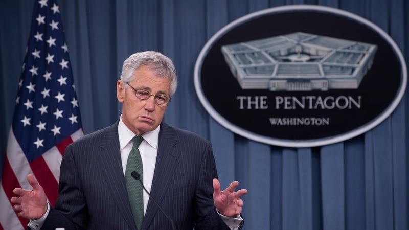 Chuck Hagel told a pentagon press conference arming rebels was only one option under consideration