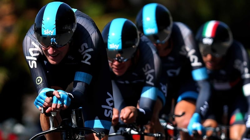 Team Sky finished the 17.4 kilometre course nine seconds ahead of second-placed Movistar