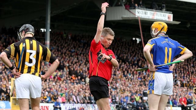 JJ Delaney and Lar Corbett both saw red as Kilkenny beat Tipperary in the National Hurling League final at Semple Stadium