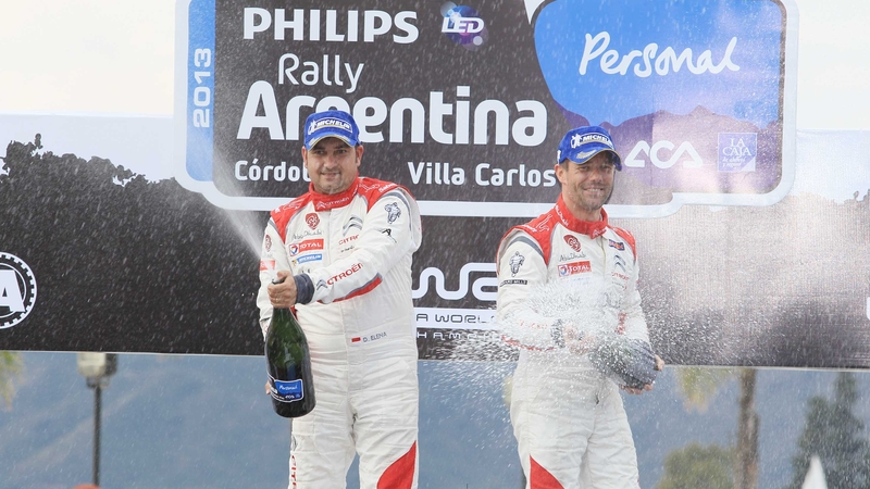 Sebastien Loeb (right) and Daniel Elena (left) celebrate their victory