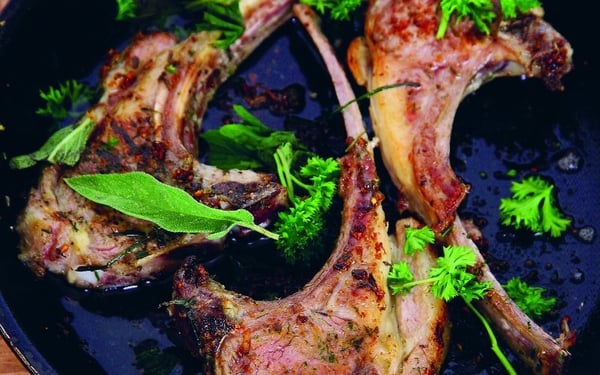 Garlic and rosemary-smeared lamb cutlets