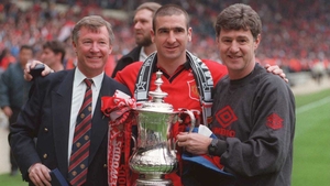 ...and then celebrating an FA Cup final victory over Liverpool with Eric Cantona and Brian Kidd