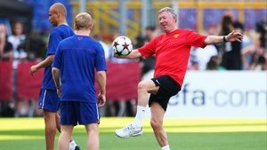 Having a kick about with Paul Scholes at the Stadio Olimpico in '09