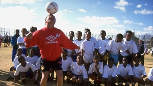 Showing his skills to local children in Soweto during a tour to South Africa that summer