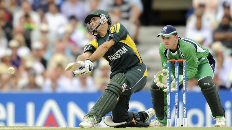 Misbah-ul-Haq in action against Ireland during a ICC World Twenty20 super-eight match at the Oval in 2009