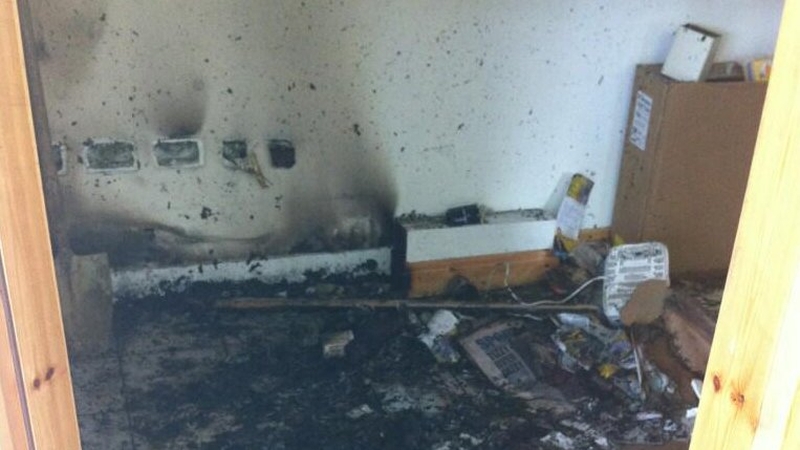 The constituency office of Government Chief Whip Paul Kehoe was damaged (Pic: Joe Mag Raollaigh)
