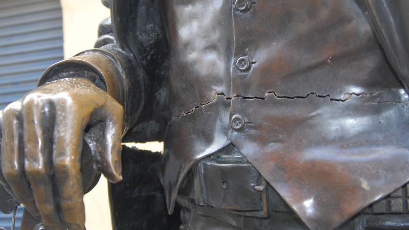 The statue has been taken away for repairs