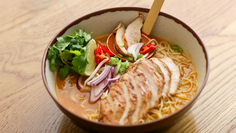 A delicious and filling main from Japan with a meat broth, special noodles and toppings of your choice