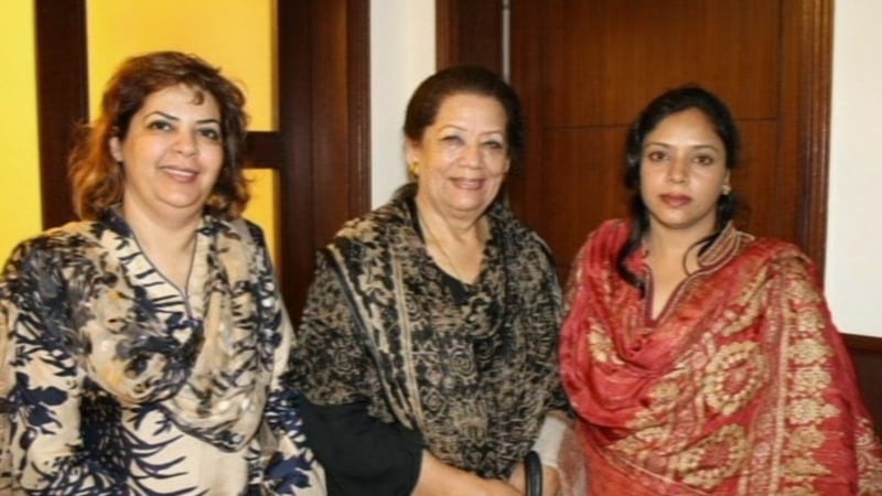 Zahra Shahid Hussain (centre) was shot dead outside her home