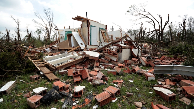 A house destroyed by the tornado