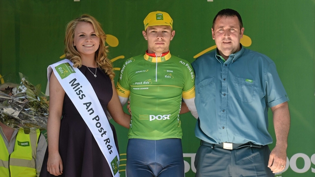 Owain Doull (Great Britain National Team) proudly wears the An Post points leader jersey