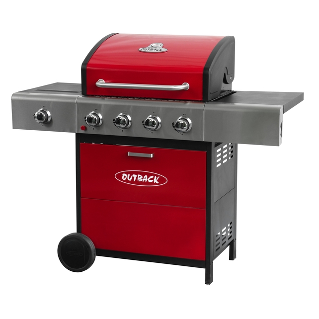 Outback Meteor red four gas burner BBQ, available from Countrylife stores, €399.