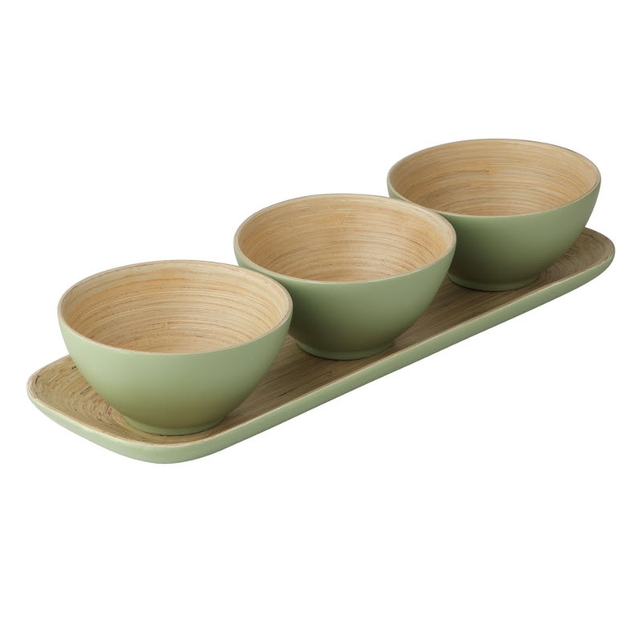 Marks & Spencer spun bamboo dips bowls and tray, €17, available in store or online.