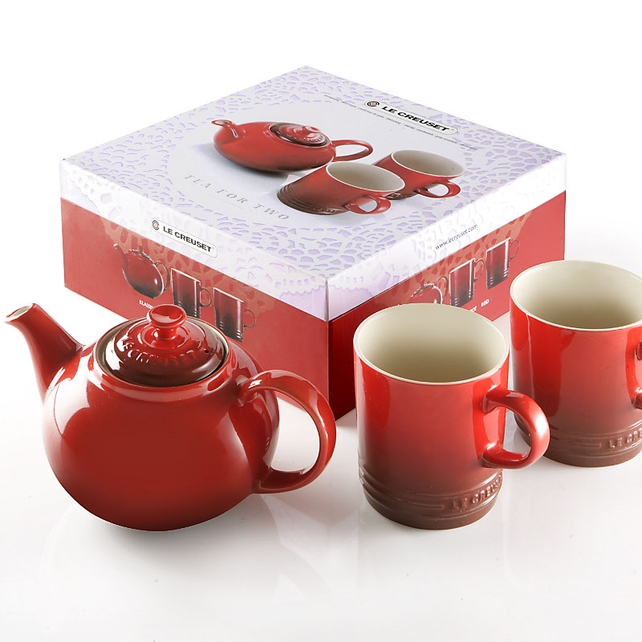 Le Creuset red teapot set, €46, available from Clerys Dublin.