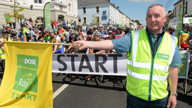 Joe O'Neill, Naas Post Office, Co. Kildare, starts Stage 8 of the 2013 An Post Rás.