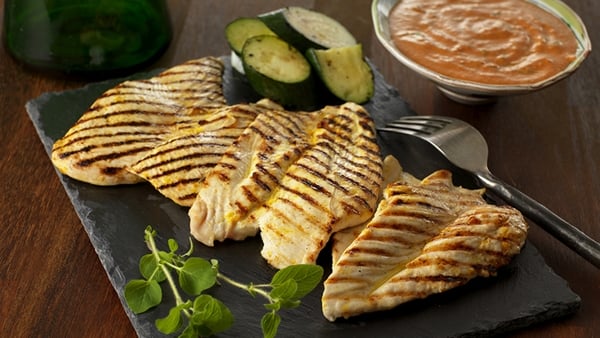 Grilled Chicken with Roasted garlic tomato and goa